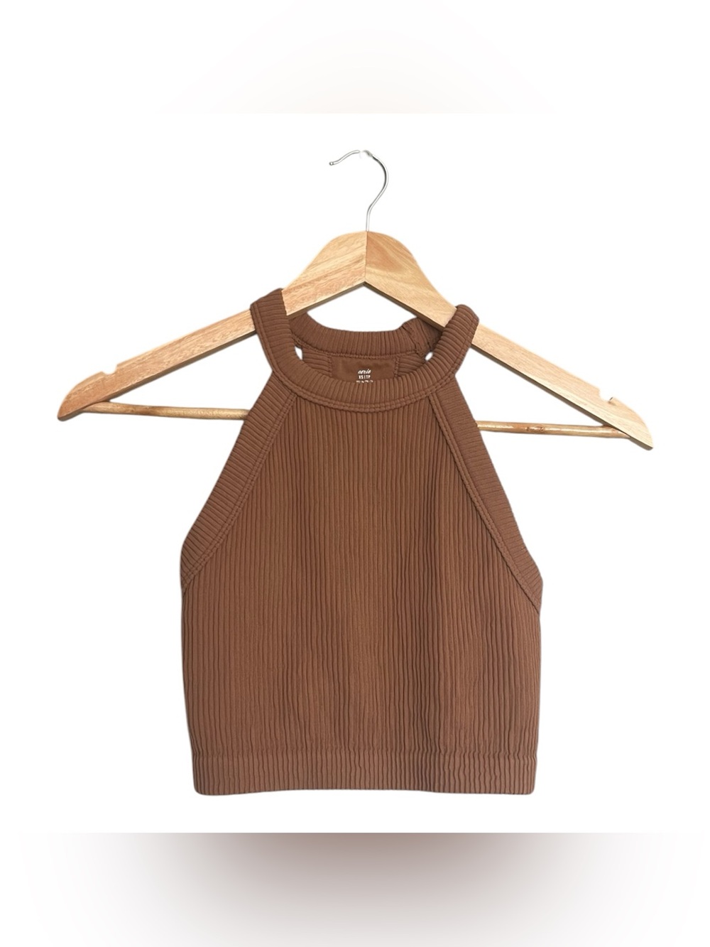 Aerie Ribbed Brown Crop Tank Top